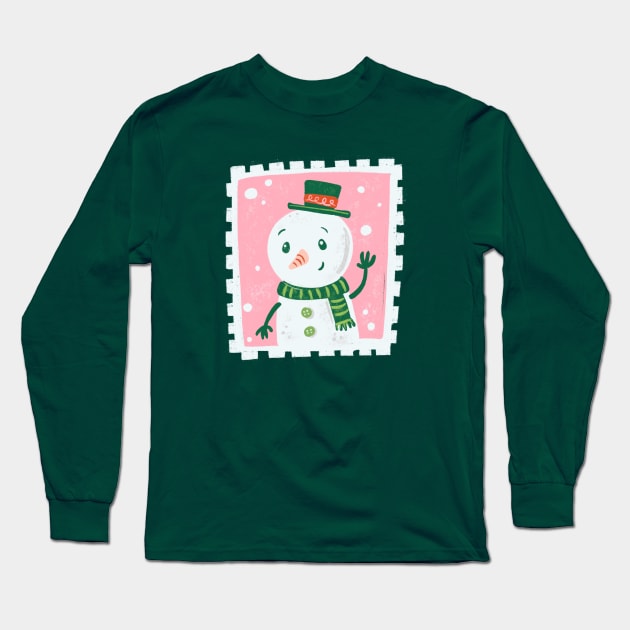 Snowman Stamp Long Sleeve T-Shirt by Alexandra Franzese